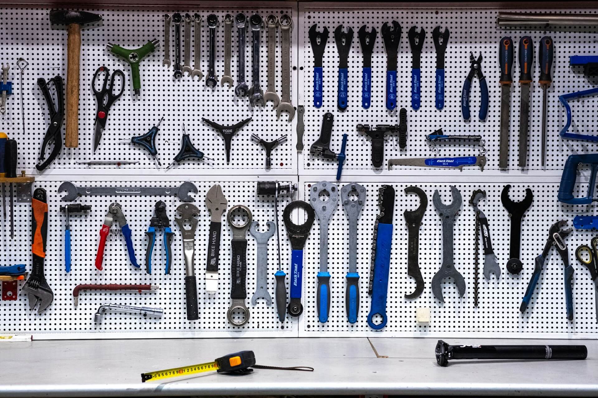 tool board with organized tools